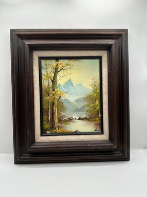 Framed Original Oil Painting — Mountain Landscape