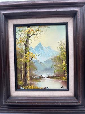 Framed Original Oil Painting — Mountain Landscape