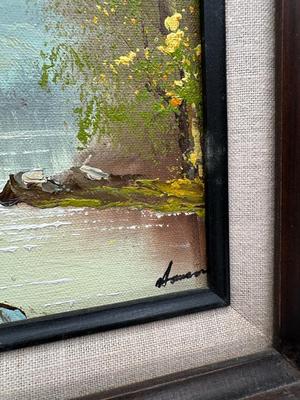 Framed Original Oil Painting — Mountain Landscape