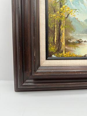 Framed Original Oil Painting — Mountain Landscape