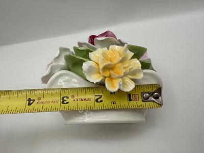 Two Bone China Flower Basket Arrangements