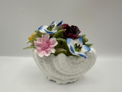 Two Bone China Flower Basket Arrangements