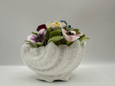 Two Bone China Flower Basket Arrangements