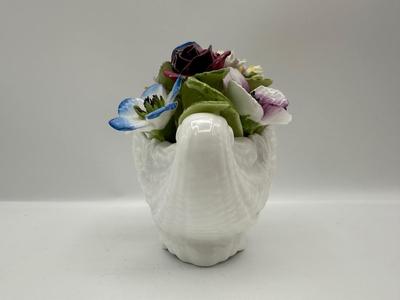 Two Bone China Flower Basket Arrangements