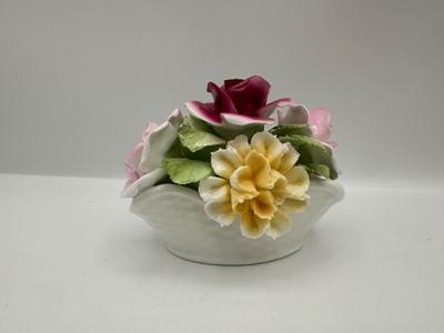 Two Bone China Flower Basket Arrangements
