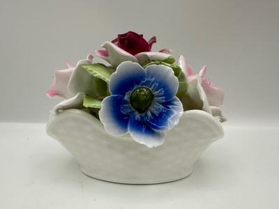 Two Bone China Flower Basket Arrangements