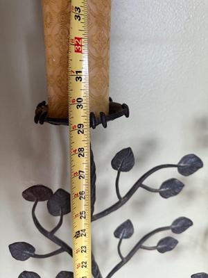 Pair of Decorative Metal Floor Candle Holders with Leaf Design
