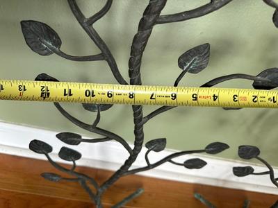 Pair of Decorative Metal Floor Candle Holders with Leaf Design