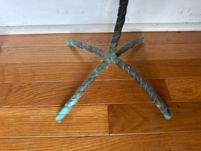 Pair of Decorative Metal Floor Candle Holders with Leaf Design