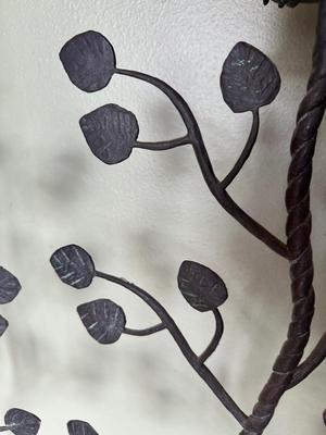 Pair of Decorative Metal Floor Candle Holders with Leaf Design