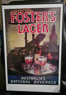 Sale Photo Thumbnail #123: Vintage Foster's Lager Framed Print | Beer Memorbilia