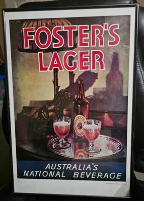 Sale Photo Thumbnail #122: Vintage Foster's Lager Framed Print | Beer Memorbilia