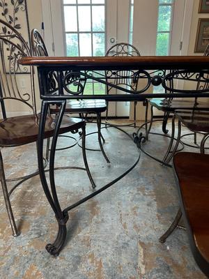 Wood & Metal Dining Table with 6 Chairs