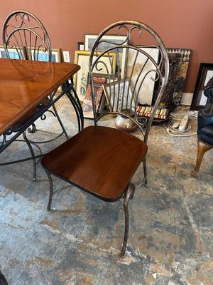 Wood & Metal Dining Table with 6 Chairs
