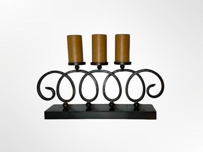 Decorative Metal Scroll 3-Candle Holder