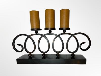 Decorative Metal Scroll 3-Candle Holder