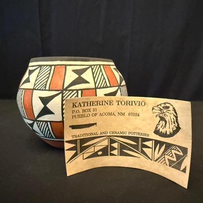 Acoma Pueblo Pottery Bowl by Katherine Torivio (P-HS)