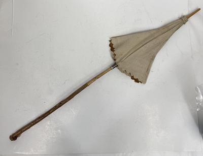 Antique Parasol Umbrella with Folding Wood Handle