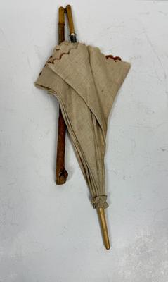 Antique Parasol Umbrella with Folding Wood Handle