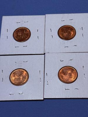 (4) 1955-D BU RED CONDITION "BIE" VARIETY LINCOLN CENTS AS PICTURED.
