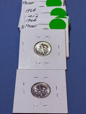 (10) 1964-P CHOICE PROOF CONDITION ROOSEVELT SILVER DIMES AS PICTURED.