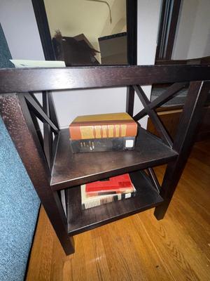 Sale Photo Thumbnail #90: E23-Side table and wall mirror

Dimensions of side table – 17 x 15 x 23.5