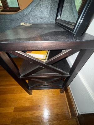 Sale Photo Thumbnail #92: E23-Side table and wall mirror

Dimensions of side table – 17 x 15 x 23.5
