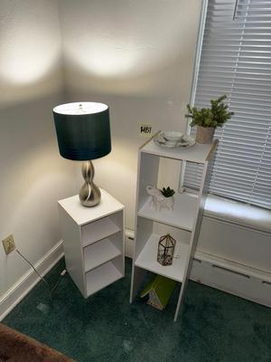 Sale Photo Thumbnail #180: MB7-small white shelves, lamp, decor