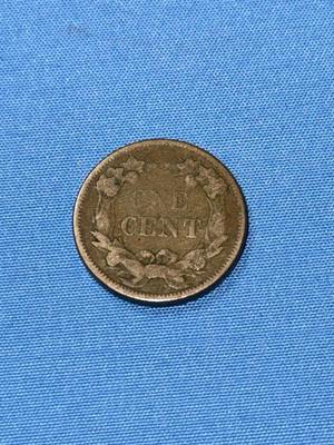 1858 SMALL LETTERS CIRCULATED CONDITION FLYING EAGLE CENT AS PICTURED.