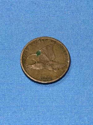 1858 SMALL LETTERS CIRCULATED CONDITION FLYING EAGLE CENT AS PICTURED.