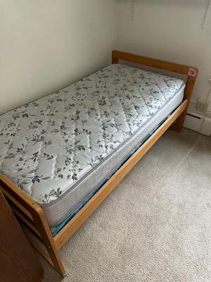 Sale Photo Thumbnail #488: 7B-twin mattress and wooden frame