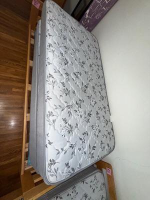 Sale Photo Thumbnail #507: 8C-two twin mattresses and a wooden frame