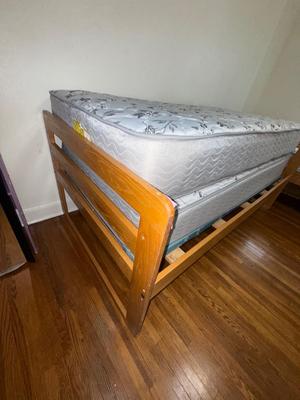 Sale Photo Thumbnail #508: 8C-two twin mattresses and a wooden frame