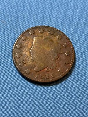 1822 CIRCULATED CONDITION U.S. LARGE CENT AS PICTURED.