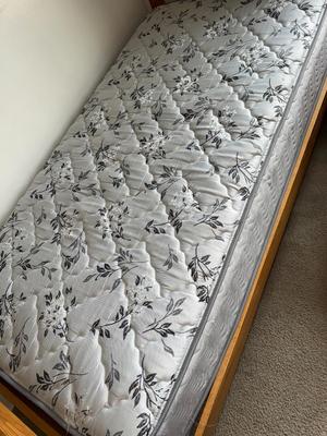 Sale Photo Thumbnail #617: 18C-twin mattress with wooden frame