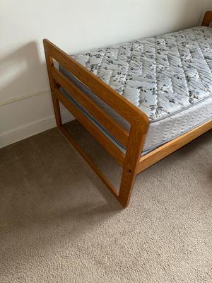 Sale Photo Thumbnail #618: 18C-twin mattress with wooden frame