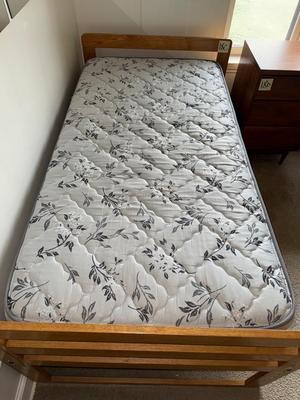 Sale Photo Thumbnail #616: 18C-twin mattress with wooden frame