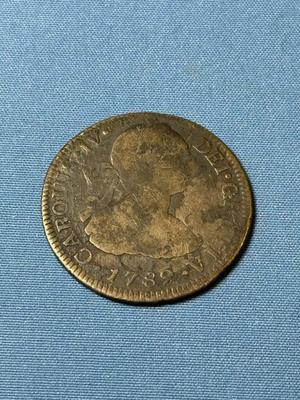 Mexico 1789 MO SPANISH COLONY 2 Reales SILVER COIN w/Scratched Reverse as Pictured.