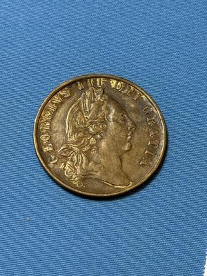 1797 GREAT BRITAIN BRASS GEORGE III Spade Guinea Gaming Token in EF CONDITION as Pictured.