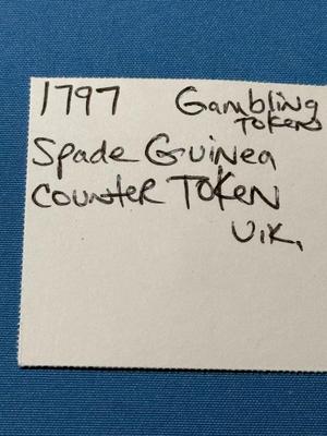 1797 GREAT BRITAIN BRASS GEORGE III Spade Guinea Gaming Token in EF CONDITION as Pictured.
