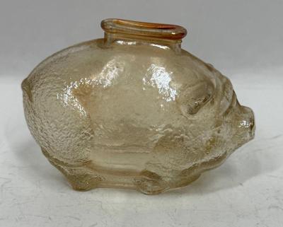 Vintage Anchor Hocking Marigold Carnival Glass Pig Coin Bank