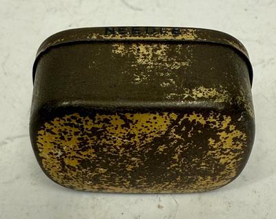 Vintage Antique Hinged tin with pieces of rocks and beads inside