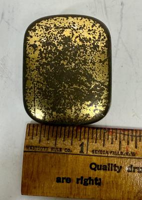 Vintage Antique Hinged tin with pieces of rocks and beads inside