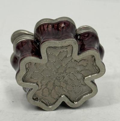 Vintage Butterfly on Flower Trinket Box Enameled and Jeweled