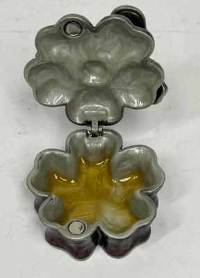Vintage Butterfly on Flower Trinket Box Enameled and Jeweled