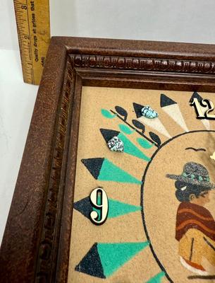 Vintage Navajo Native American Kachina Sand Art Clock