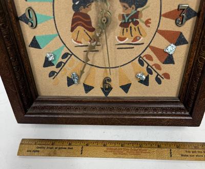 Vintage Navajo Native American Kachina Sand Art Clock