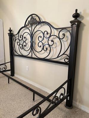 Metal King Bed Frame with Scrollwork