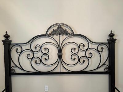 Metal King Bed Frame with Scrollwork