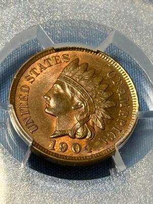 PCGS CERTIFIED 1904 MS63 RED/BROWN INDIAN HEAD CENT AS PICTURED.